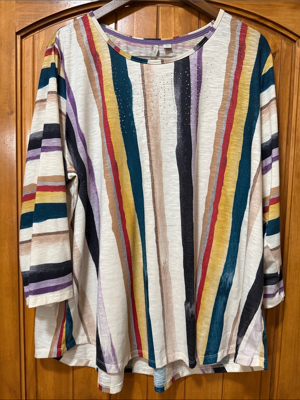 Cato’s EST. 1946 Women's Plus Size 22/24W Multicolored Striped Rhinestone Blouse